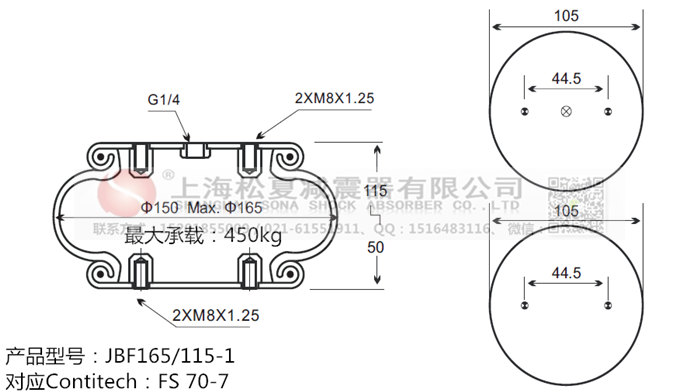 JBF165/115-1橡膠<a href='http://www.sunshineage.com/' target='_blank'><u>空氣彈簧</u></a>