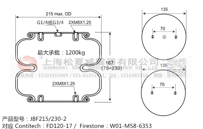 JBF215/230-2橡膠<a href='http://www.sunshineage.com/' target='_blank'><u>空氣彈簧</u></a>