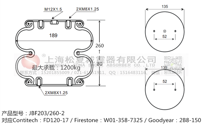 JBF203/260-2橡膠<a href='http://www.sunshineage.com/' target='_blank'><u>空氣彈簧</u></a>