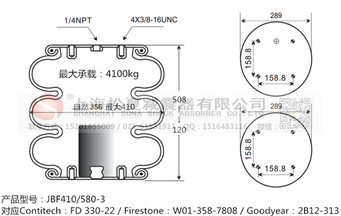 JBF410/580-3橡膠<a href='http://www.sunshineage.com/' target='_blank'><u>空氣彈簧</u></a>